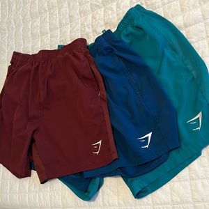 3 piece Gymshark Men’s Arrival Linerless Shorts 5in inseam